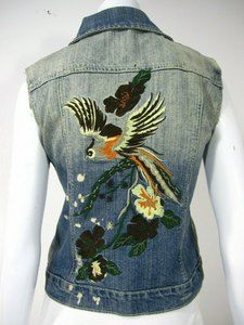 VANILLA STAR JEANS COTTON SLEEVELESS VEST Jacket SIZE S BLUE DENIM 244